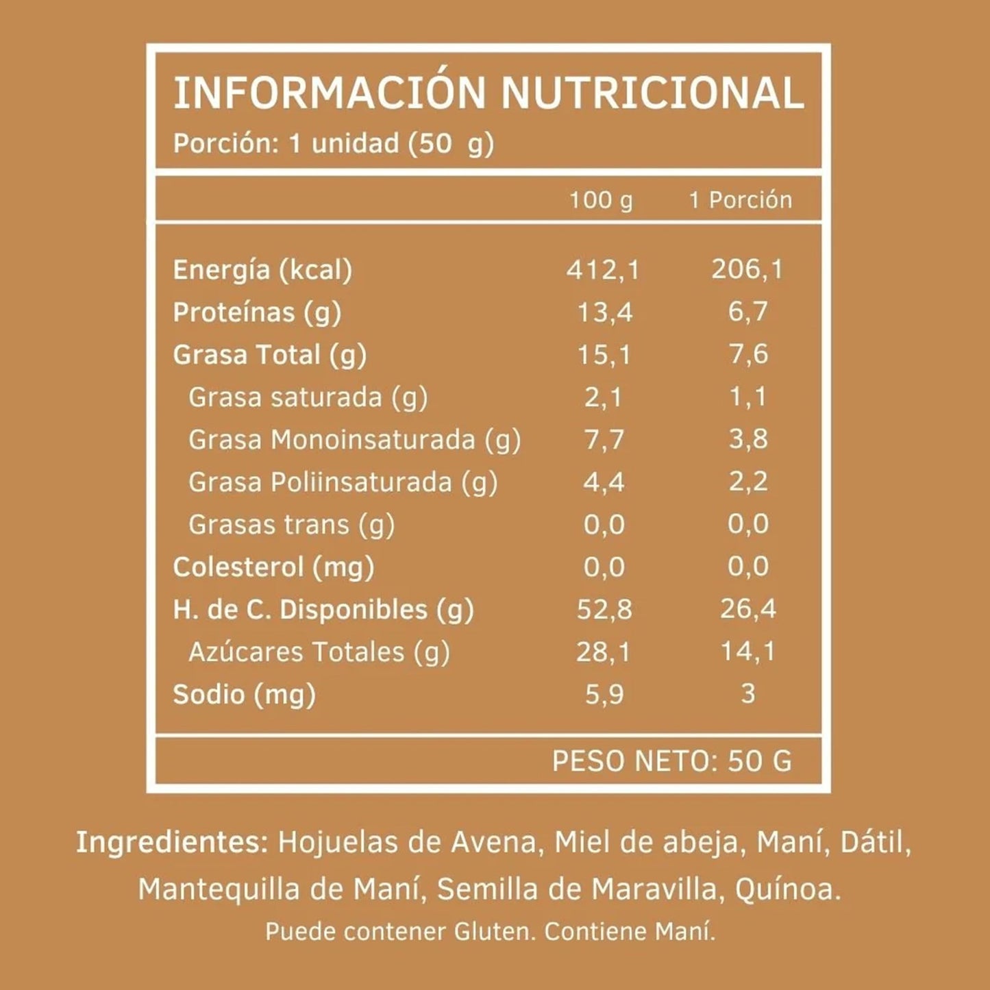 Barra Energética Mantequilla de Maní Barritas Energéticas