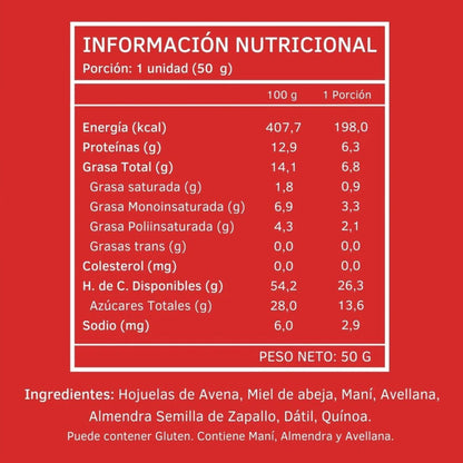 Barra Energética Almendra Avellana Barritas Energéticas