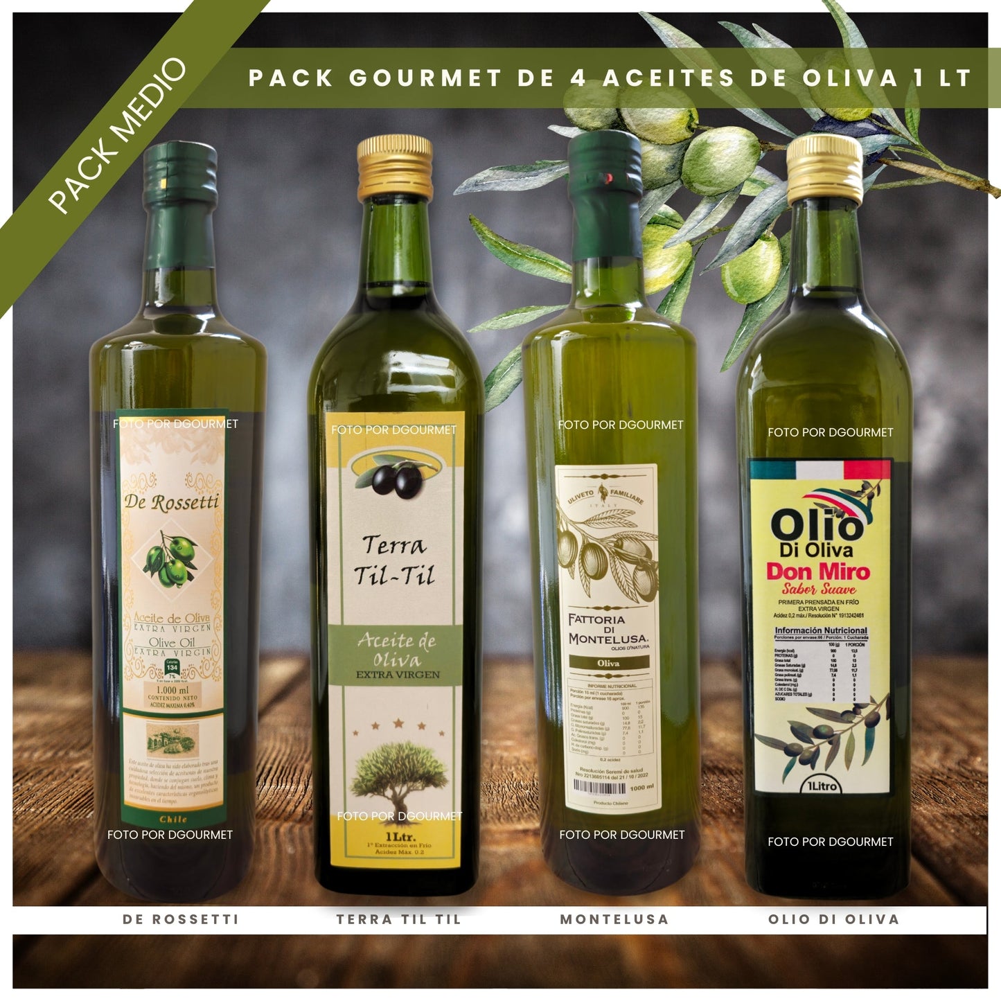 Pack 4 Aceites Oliva 1 Lt - Medio Aceite de Oliva