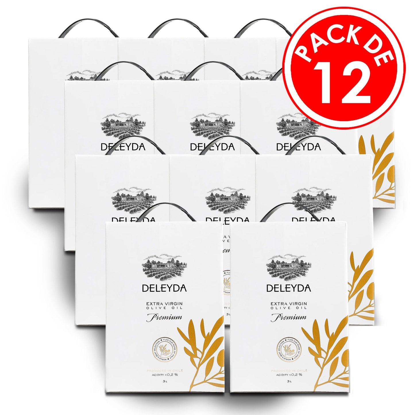 Aceite De Oliva Deleyda Premium Extra Virgen Pack 12 Cajas de 5 Litros Aceite de Oliva