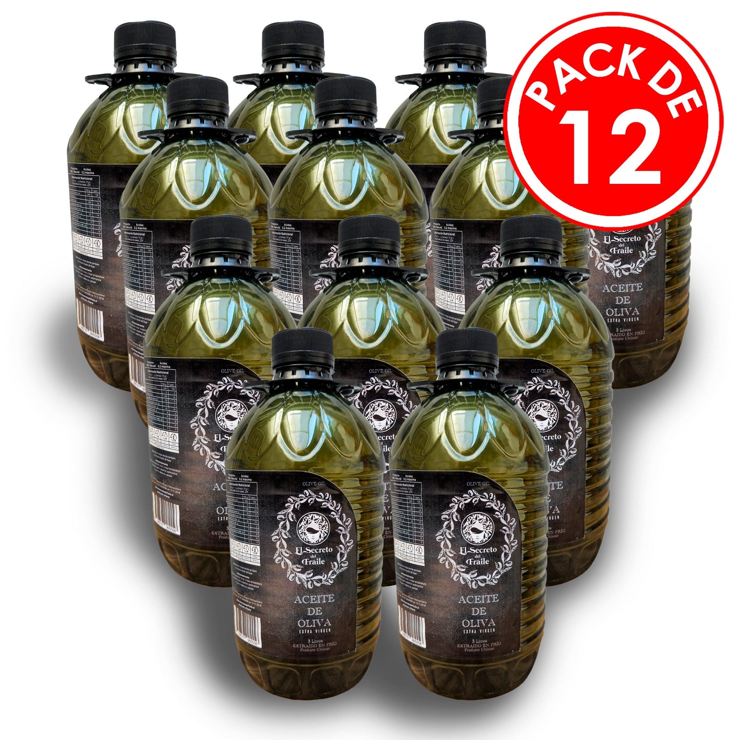 Aceite de Oliva Extra Virgen El Secreto del Fraile Pack 12 Litros Aceite de Oliva