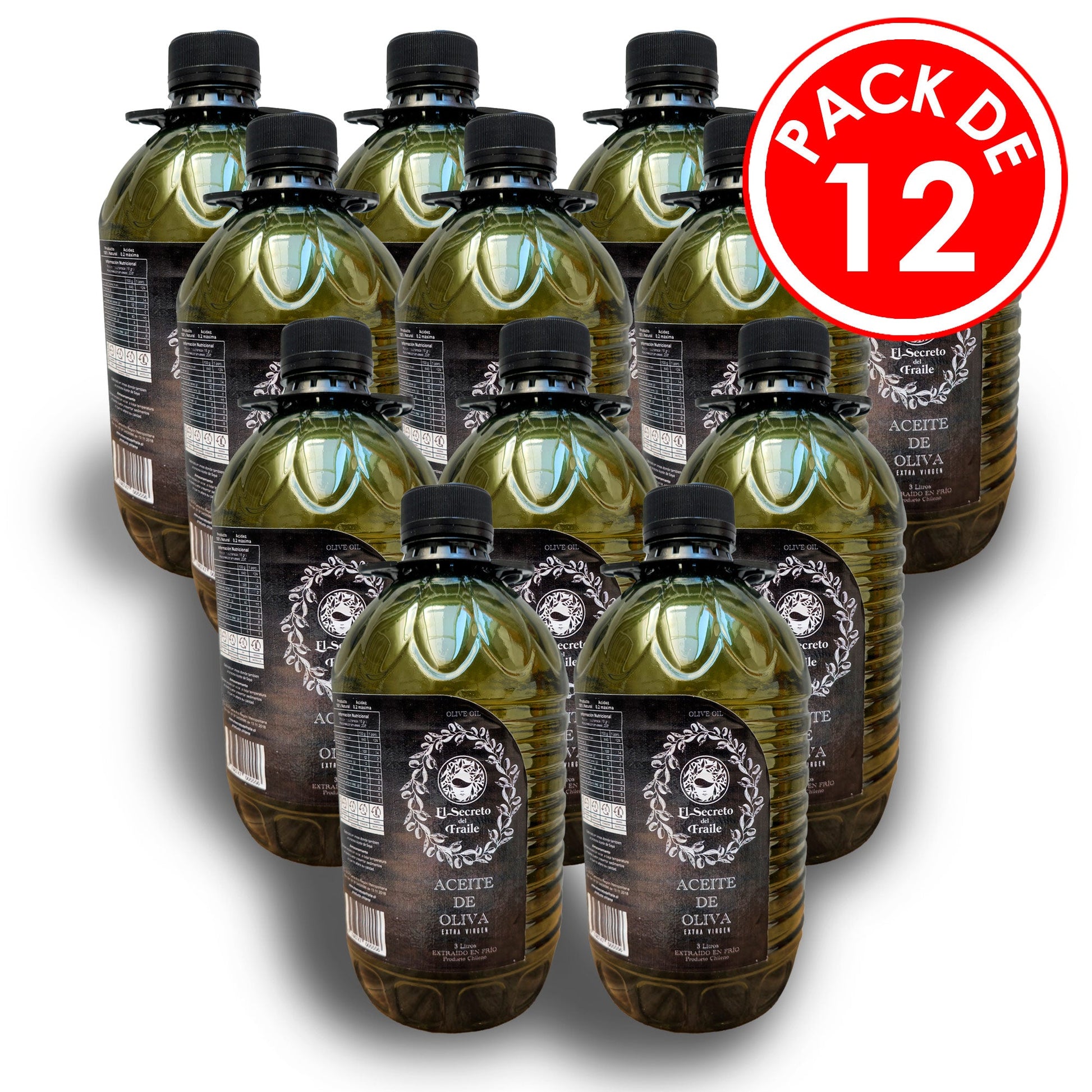Aceite de Oliva Extra Virgen El Secreto del Fraile Pack 12 Litros Aceite de Oliva