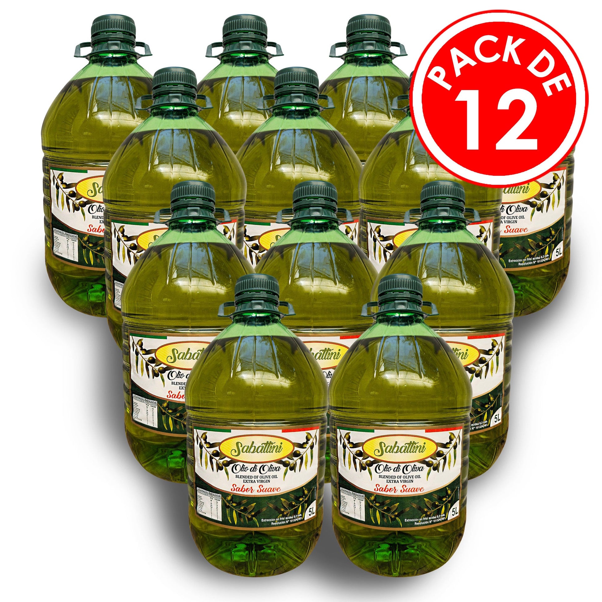 Aceite de Oliva Extra Virgen Sabatini Pack de 12 Botellones 5 Litros Aceite de Oliva